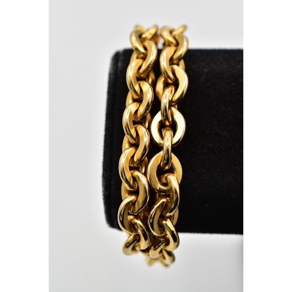 Givenchy Vintage Logo Bracelet 4G Coin Charm Gold Chain Toggle Signed 1980s Bin7 - Picture 2 of 12